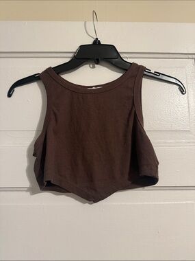 Princess Polly Brown Ribbed Cropped Tank Top